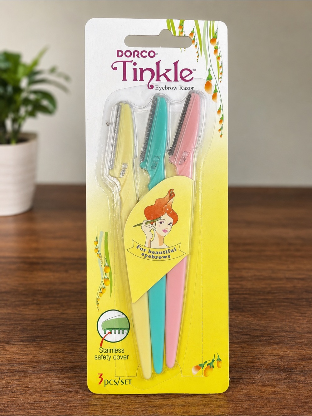 Tinkle Eyebrow Razor Trio - Yellow, Teal, Pink